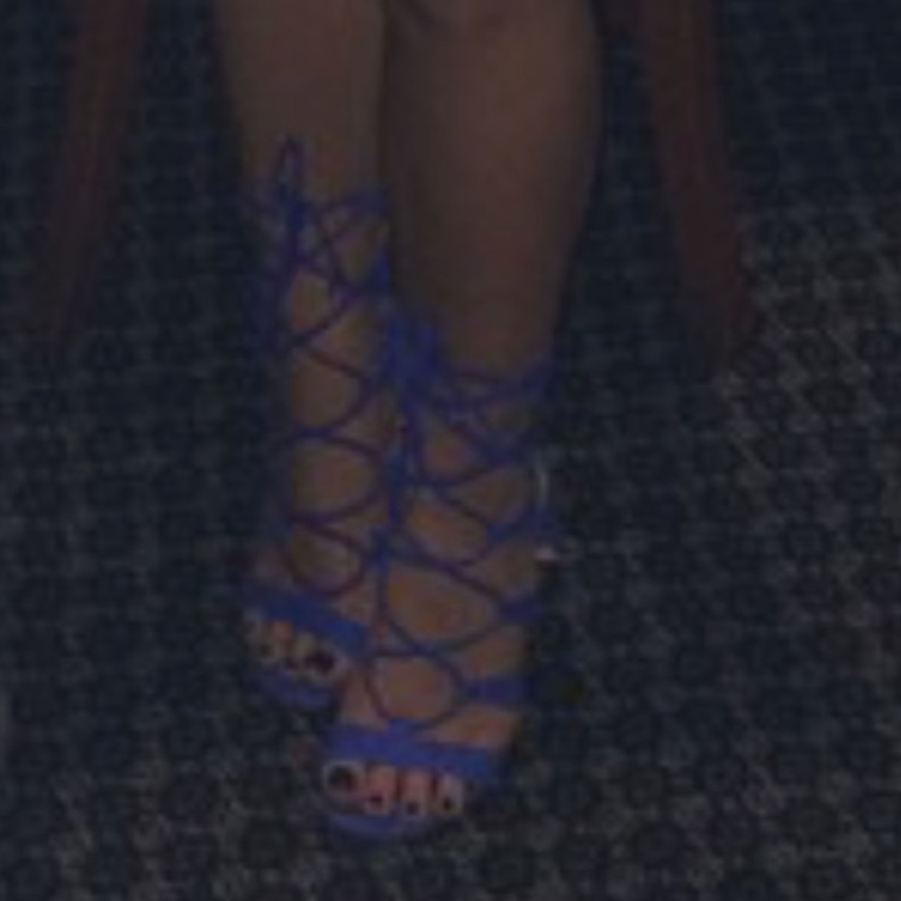 Cobalt blue lace up heels